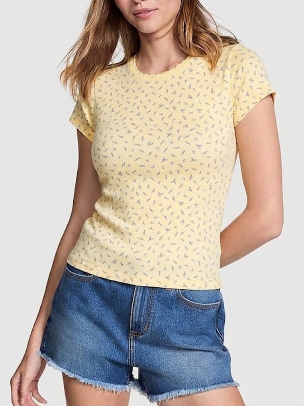 New Victoria’s Secret PINK Spill-the-Tea Cotton Short Sleeve Baby Tee Top